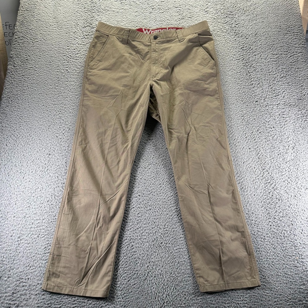 Wrangler Pant Mens 38x30 Brown Cotton Chino Straight Leg Business Career Classic